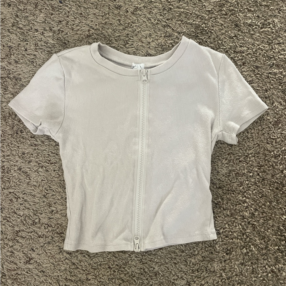 Garage Cream Short Sleeve Zip-Up Tee